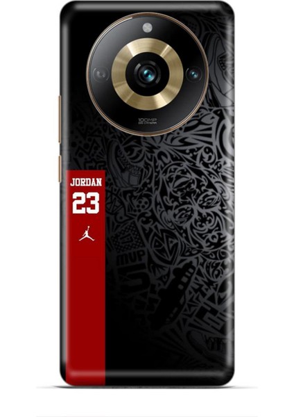 Realme 11 Pro Plus Kılıf Basketbolcular 4 Jordan 23 Siyah Kırmızı Silikon Kılıf