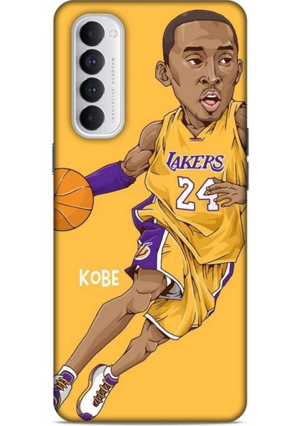 Oppo Reno 4 Pro Kılıf Basketbolcular 10 Laker 24 Mor Sarı Full Hd Kılıf