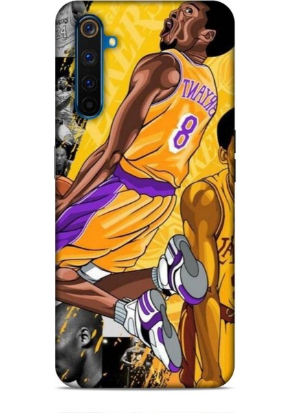 Realme 6 Kılıf Basketbolcular 8 Bryant 8 Sarı Baskılı Kılıf
