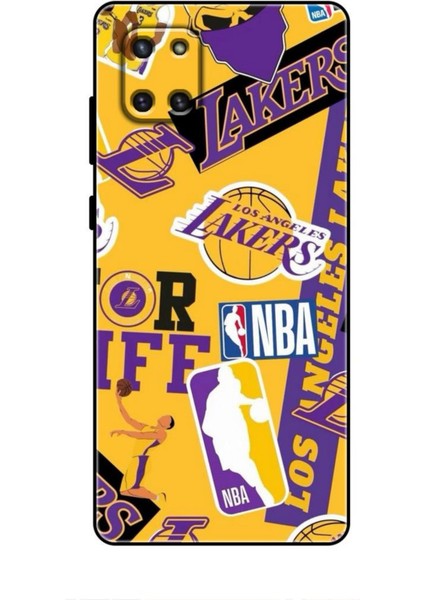Samsung Galaxy A81 Kılıf Basketbolcular 11 Sarı Mor Los Angeles 4K Baskılı Kılıf