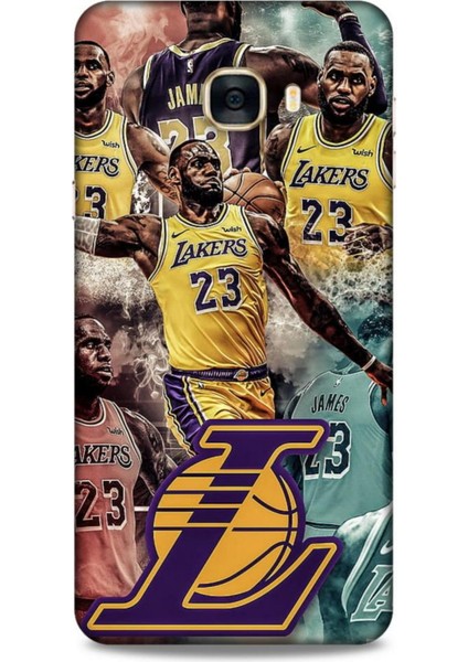 Samsung Galaxy C7 Kılıf Basketbolcular 17 Lebron 23 Lakers Yumuşak Kılıf