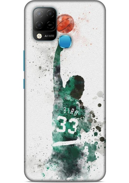 Infinix Hot 10T Kılıf Basketbolcular 28 Bird 33 Beyaz Yeşil Iz Bırakmayan Kılıf