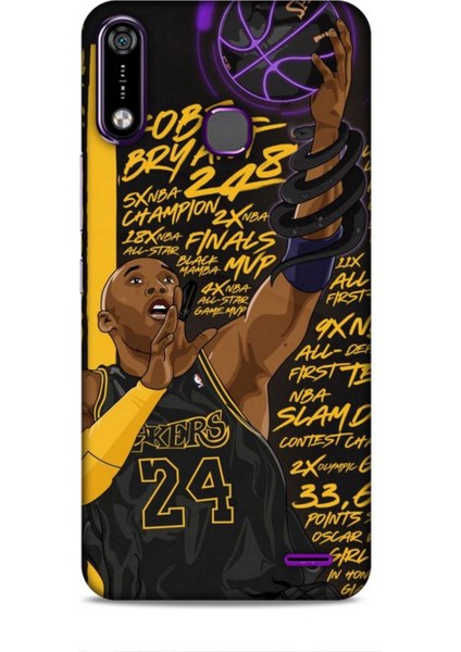 Infinix Note 7 Kılıf Basketbolcular 7 Kobe 24 Siyah Sarı Desenli Kılıf