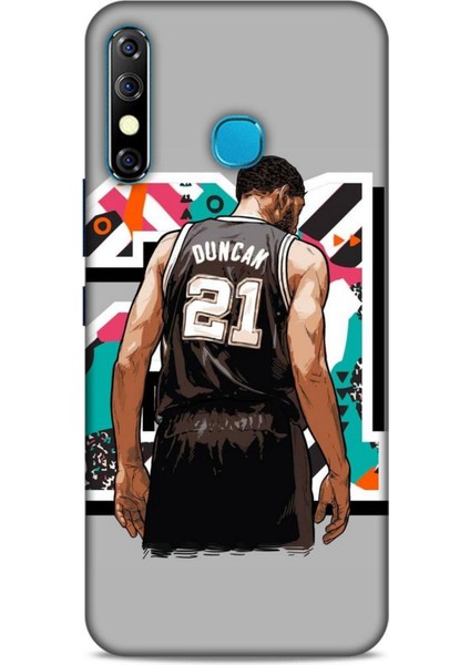 Infinix Zero 8 Kılıf Basketbolcular 27 Duncan 21 Gri Lazer Kesim Silikon