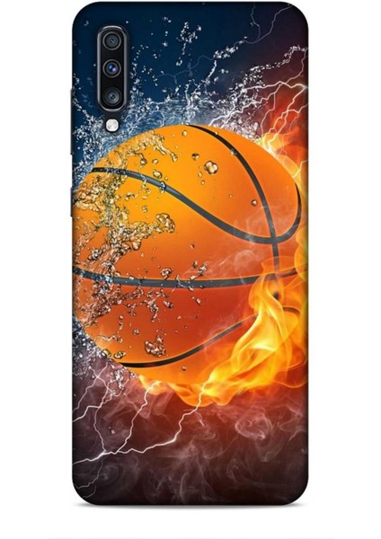 Samsung Galaxy A70 Kılıf Basketbolcular 30 Basketbol Topu Kenarları Şeffaf Kapak