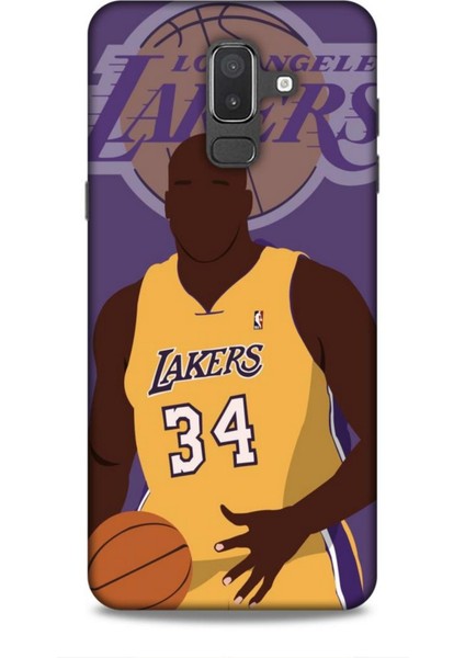 Samsung Galaxy J8 Kılıf Basketbolcular 24 Lakers Kahverengi Darbe Emici Kılıf