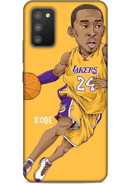 Samsung Galaxy M02S Kılıf Basketbolcular 10 Laker 24 Mor Sarı Full Hd Kılıf