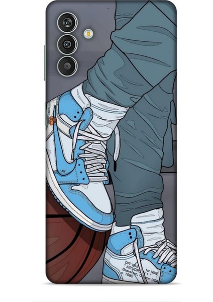 Samsung Galaxy M13 Kılıf Basketbolcular 3 Ayakkabı Mavi Arka Kapak