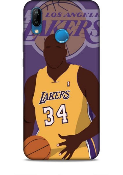 Huawei P20 Lite Kılıf Basketbolcular 24 Lakers Kahverengi Darbe Emici Kılıf