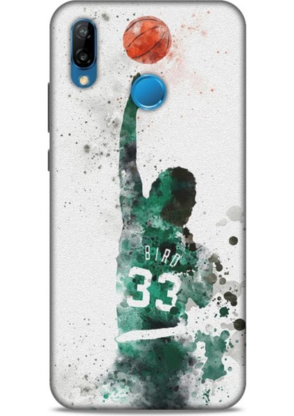 Huawei P20 Lite Kılıf Basketbolcular 28 Bird 33 Beyaz Yeşil Iz Bırakmayan Kılıf