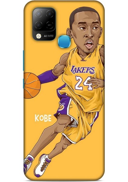 Infinix Hot 10T Kılıf Basketbolcular 10 Laker 24 Mor Sarı Full Hd Kılıf