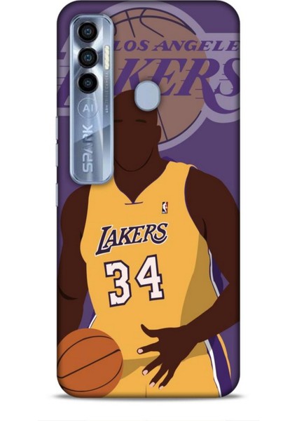 Tecno Spark 7 Pro Kılıf Basketbolcular 24 Lakers Kahverengi Darbe Emici Kılıf