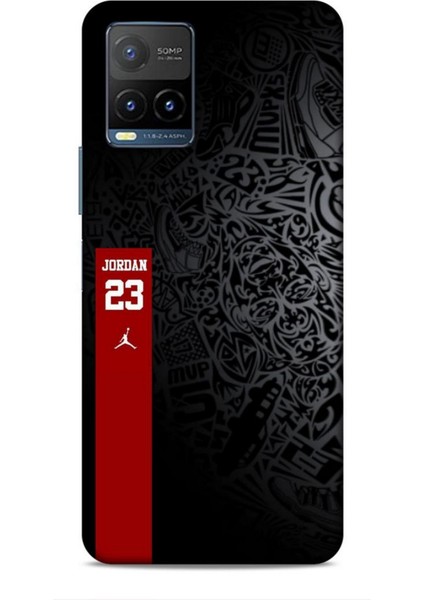 Vivo Y21S Kılıf Basketbolcular 4 Jordan 23 Siyah Kırmızı Silikon Kılıf