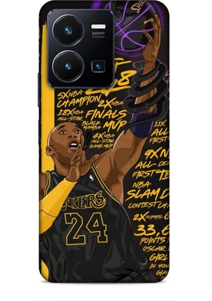 Vivo Y35 Kılıf Basketbolcular 7 Kobe 24 Siyah Sarı Desenli Kılıf