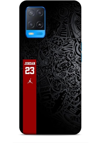 Oppo A54 Kılıf Basketbolcular 4 Jordan 23 Siyah Kırmızı Silikon Kılıf