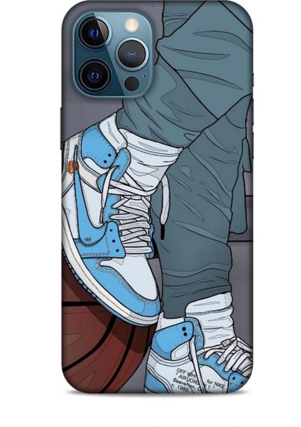 Apple iPhone 12 Pro Max Kılıf Basketbolcular 3 Ayakkabı Mavi Arka Kapak