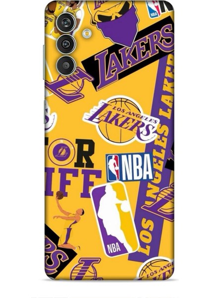 Samsung Galaxy M13 Kılıf Basketbolcular 11 Sarı Mor Los Angeles 4K Baskılı Kılıf