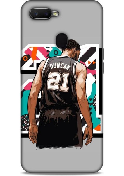 Oppo Ax7 Kılıf Basketbolcular 27 Duncan 21 Gri Lazer Kesim Silikon