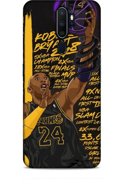 Oppo A9 2020 Kılıf Basketbolcular 7 Kobe 24 Siyah Sarı Desenli Kılıf