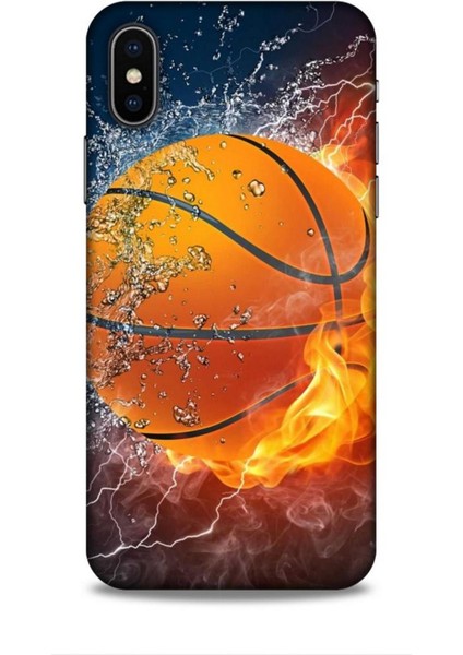 Apple iPhone x Kılıf Basketbolcular 30 Basketbol Topu Kenarları Şeffaf Kapak