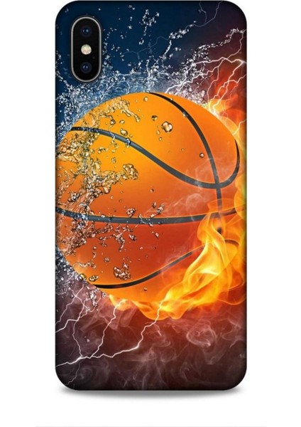 Apple iPhone Xs Max Kılıf Basketbolcular 30 Basketbol Topu Kenarları Şeffaf Kapak