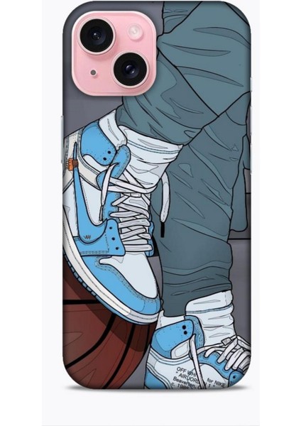Apple iPhone 15 Kılıf Basketbolcular 3 Ayakkabı Mavi Arka Kapak