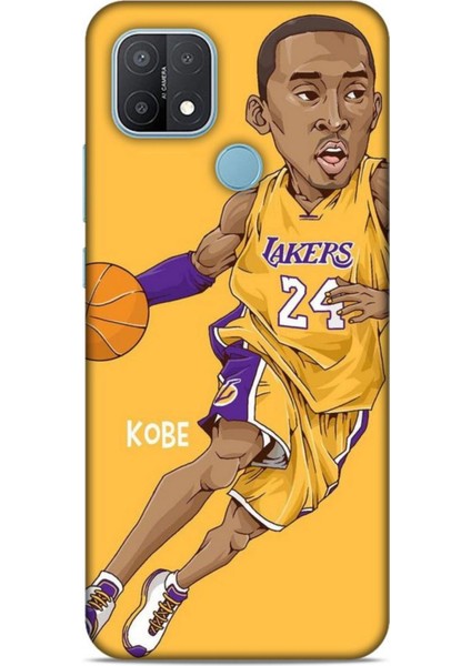 Oppo A15 Kılıf Basketbolcular 10 Laker 24 Mor Sarı Full Hd Kılıf