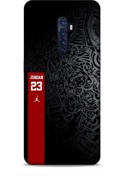 Oppo Reno 2 Kılıf Basketbolcular 4 Jordan 23 Siyah Kırmızı Silikon Kılıf