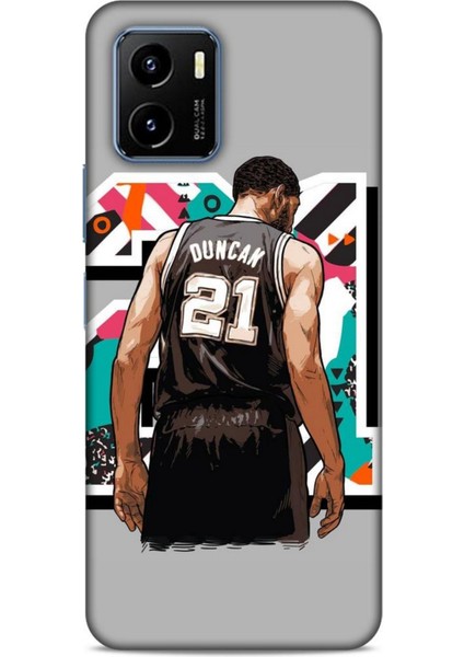 Vivo Y15S Kılıf Basketbolcular 27 Duncan 21 Gri Lazer Kesim Silikon