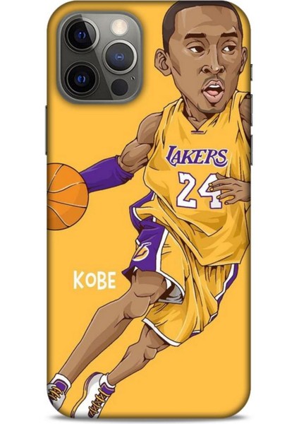 Apple iPhone 12 Pro Kılıf Basketbolcular 10 Laker 24 Mor Sarı Full Hd Kılıf
