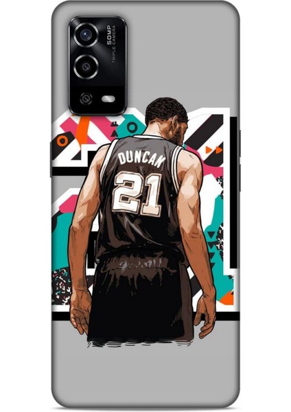 Oppo A55 4g Kılıf Basketbolcular 27 Duncan 21 Gri Lazer Kesim Silikon