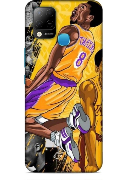 Infinix Hot 10T Kılıf Basketbolcular 8 Bryant 8 Sarı Baskılı Kılıf