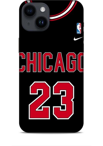 Apple iPhone 14 Kılıf Basketbolcular 1 Chicago 23 Siyah Telefon Kılıfı