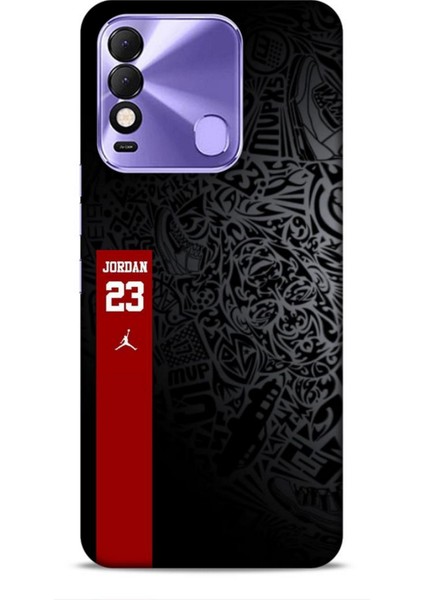 Tecno Spark 8c Kılıf Basketbolcular 4 Jordan 23 Siyah Kırmızı Silikon Kılıf