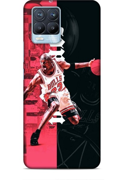 Realme 8 Pro Kılıf Basketbolcular 5 Jordan Bulls Beyaz Koruma Kılıfı