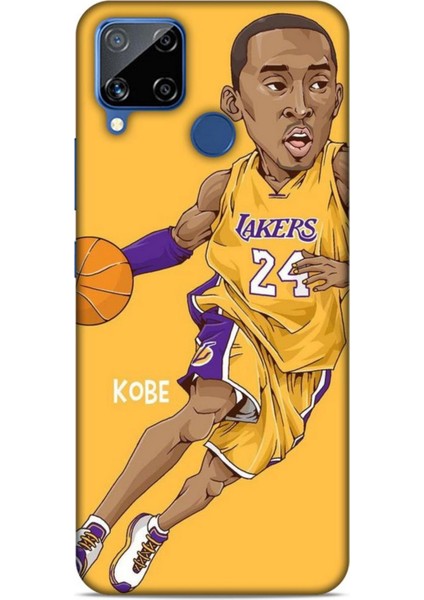 Realme C15 Kılıf Basketbolcular 10 Laker 24 Mor Sarı Full Hd Kılıf