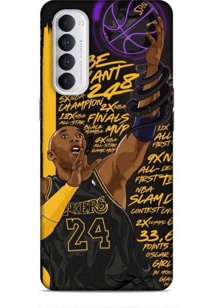 Oppo Reno 4 Pro Kılıf Basketbolcular 7 Kobe 24 Siyah Sarı Desenli Kılıf