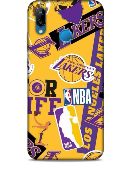 Huawei P20 Lite Kılıf Basketbolcular 11 Sarı Mor Los Angeles 4K Baskılı Kılıf