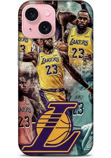 Apple iPhone 15 Kılıf Basketbolcular 17 Lebron 23 Lakers Yumuşak Kılıf