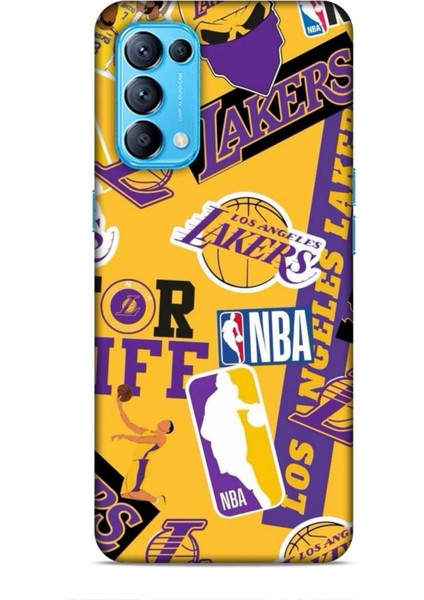 Oppo Reno 5 Kılıf Basketbolcular 11 Sarı Mor Los Angeles 4K Baskılı Kılıf