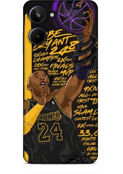 Realme 10 Kılıf Basketbolcular 7 Kobe 24 Siyah Sarı Desenli Kılıf