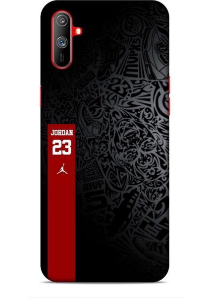 Realme C3 Kılıf Basketbolcular 4 Jordan 23 Siyah Kırmızı Silikon Kılıf