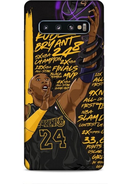 Samsung Galaxy S10 Kılıf Basketbolcular 7 Kobe 24 Siyah Sarı Desenli Kılıf