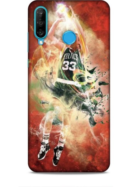 Huawei P30 Kılıf Basketbolcular 29 Larry Joe Bird Turuncu Leke Tutmaz Kapak