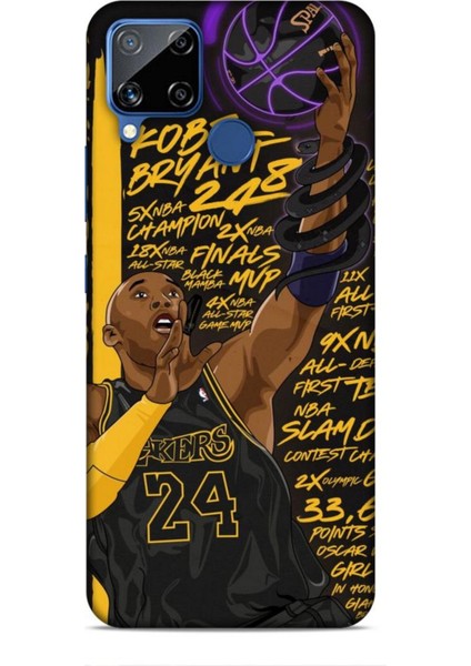 Realme C15 Kılıf Basketbolcular 7 Kobe 24 Siyah Sarı Desenli Kılıf
