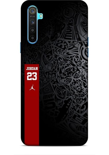Realme 6i Kılıf Basketbolcular 4 Jordan 23 Siyah Kırmızı Silikon Kılıf