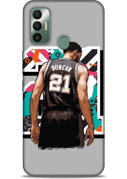 Tecno Spark 7t Kılıf Basketbolcular 27 Duncan 21 Gri Lazer Kesim Silikon