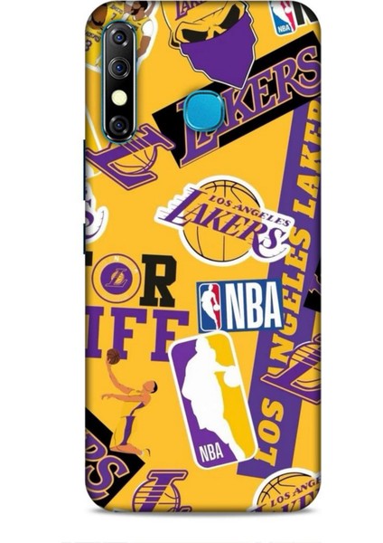 Infinix Zero 8 Kılıf Basketbolcular 11 Sarı Mor Los Angeles 4K Baskılı Kılıf