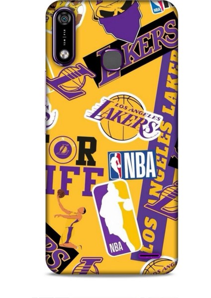 Infinix Note 7 Kılıf Basketbolcular 11 Sarı Mor Los Angeles 4K Baskılı Kılıf
