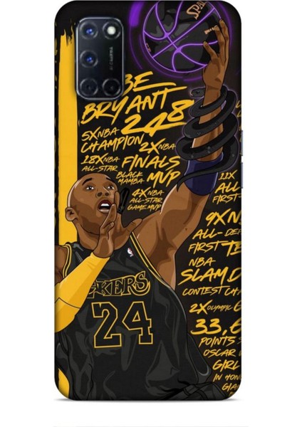 Oppo A52 Kılıf Basketbolcular 7 Kobe 24 Siyah Sarı Desenli Kılıf